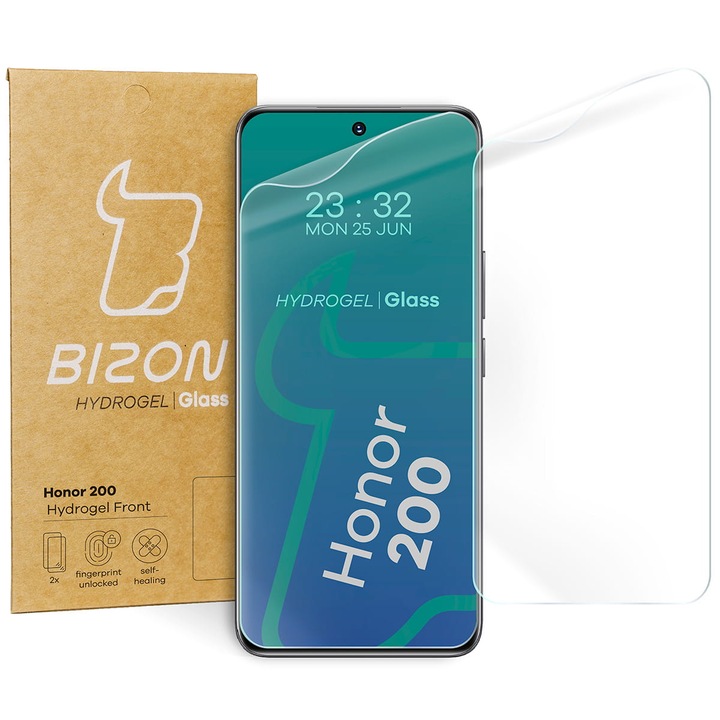 2x fólia Készlet Bizon Glass Hydrogel Screen kompatibilis Honor 200, átlátszó