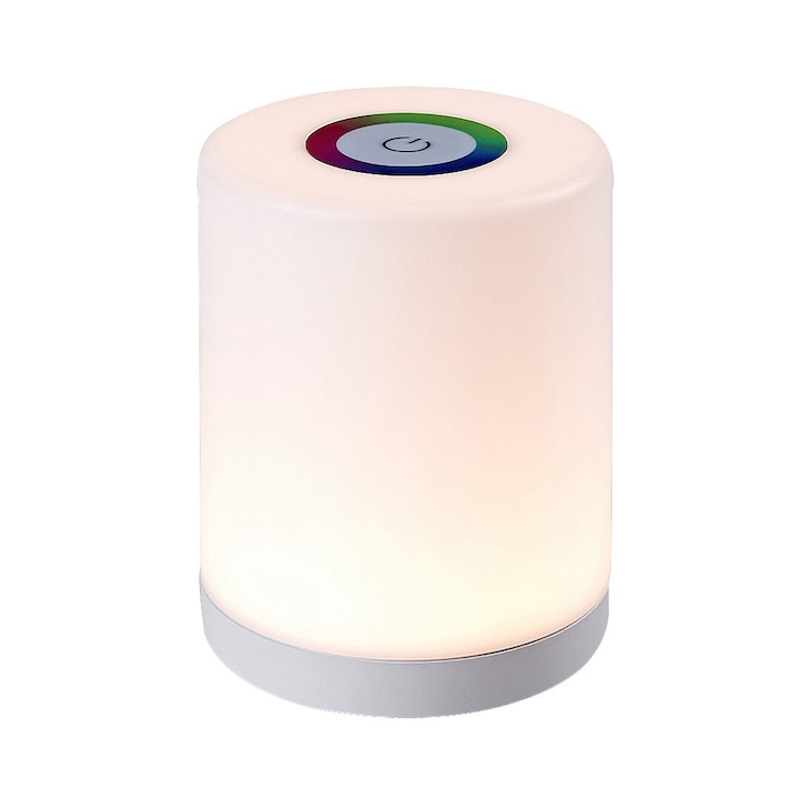 TIPY пластмасова лампа, бяла, LED 0.8W топла многоцветна светлина със сензорен бутон и батерия RABALUX - 74209