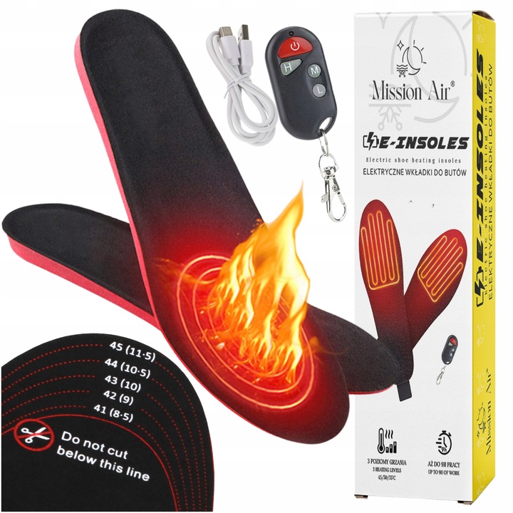 Talpi de incaltaminte incalzite electric, Mission Air, E-INSOLES, 41-46, negru
