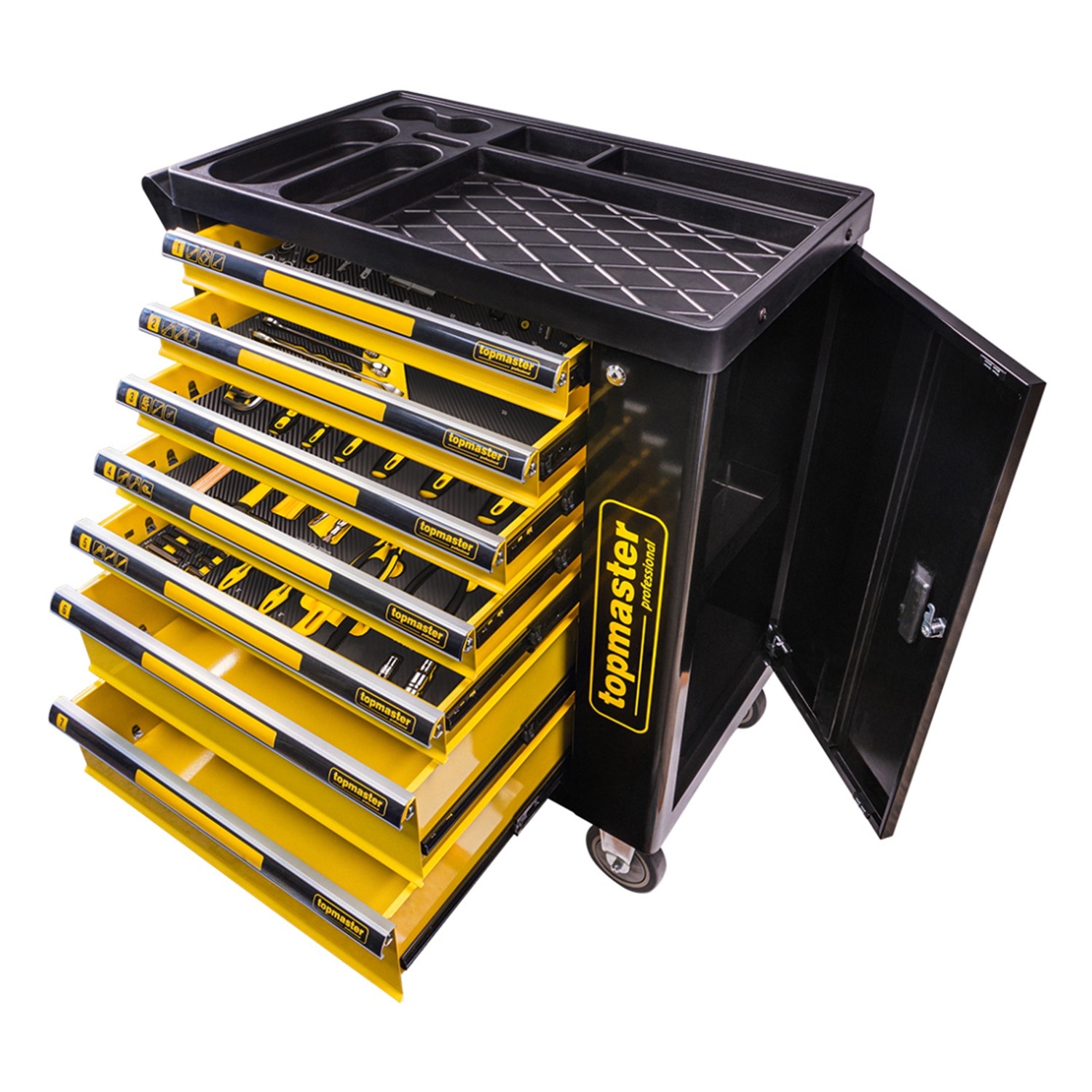 Dulap de scule echipat profesional, TOP MASTER PRO, 7 sertare, 219