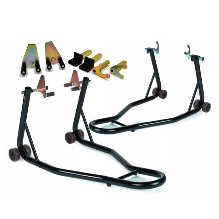 Set cric stand suport pentru motociclete, TIP TOPOL, pentru roata fata si spate
