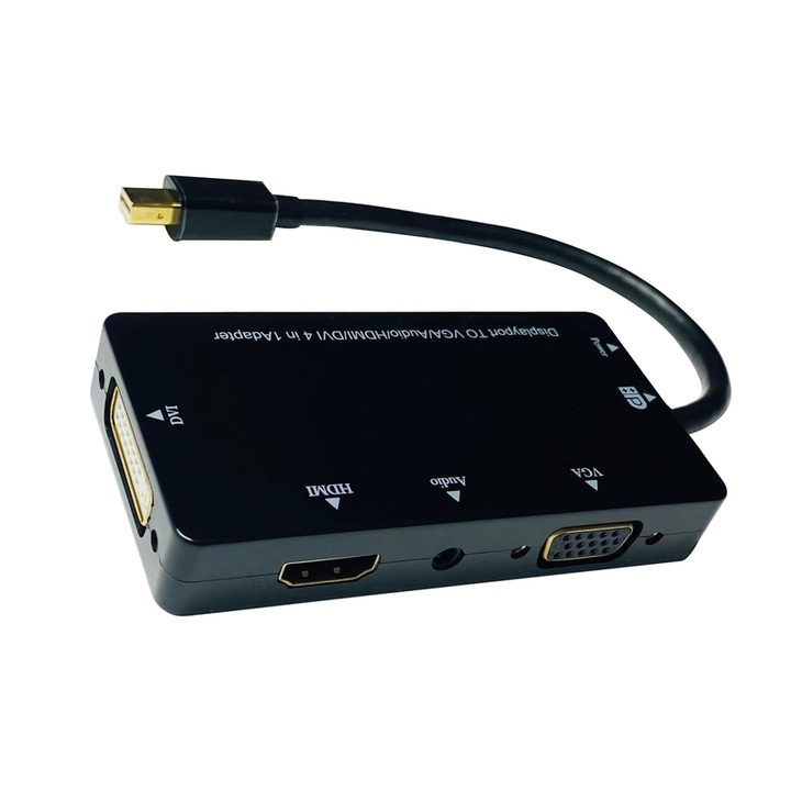 PAKLIMCN 4 az 1-ben Mini DisplayPort adapterkábel, HDMI/DVI/VGA, audiokimenet, hordozható