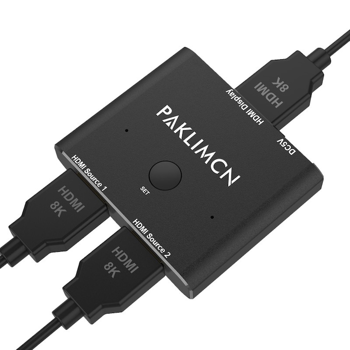 Distribuitor semnal HDMI 2.1 PAKLIMCN, 8K, 48Gbps, suporta 8K@60Hz, 4K@120Hz, 2 in 1