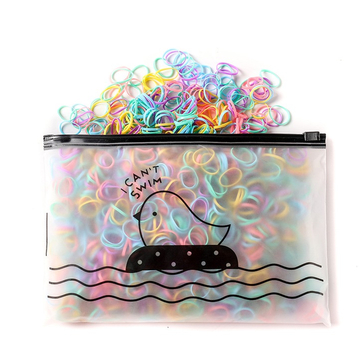 Set 1000 mini elastice pentru par, utilizare diversa, cauciuc, multicolor|Roz