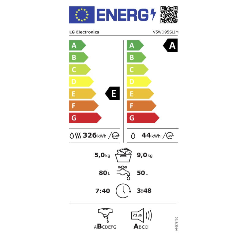 Masina de spalat cu uscator LG V5WD95SLIM, 9/5 kg, 1.200 rpm