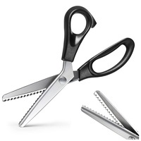 Foarfeca zig zag, Inox, Pitch 5mm, taiere materiale, piele, 23cm, YQLAFT, Negru