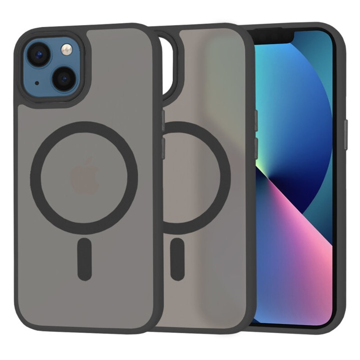 Husa de protectie compatibila cu Samsung Galaxy S25 Edge, HaloFrost, compatibil MagSafe, TPU, margini intarite, Negru