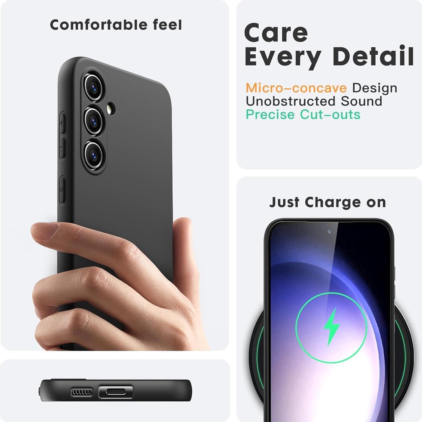 Husa Soft Touch, slim, ALC Mobile, anti soc, compatibila cu Samsung Galaxy S24 FE, Negru Tpu