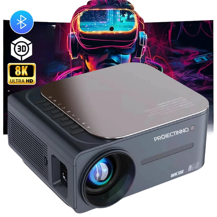 Proiector inteligent de proiectie cu ecran wireless, Android, proiector home theater cu intrare HD