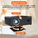 Videoproiector 4K, X6, Proiectinno, 16GB, Android 13 si Wi-Fi 2.4G/5G, Bluetooth 5.0, 12000 lumeni, auto-focalizare, audio Dolby, telecomanda smart, portabil, negru
