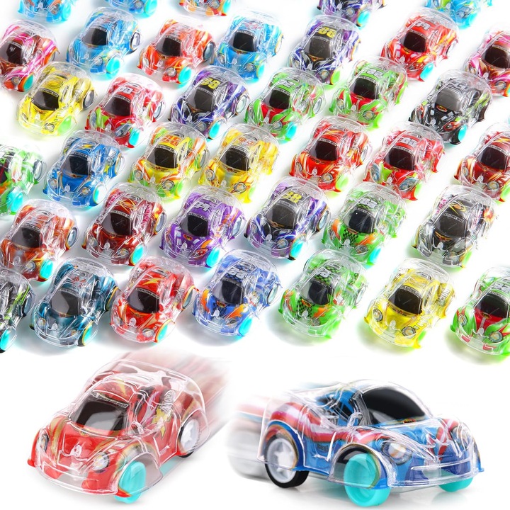 Set de 40 de masinute miniaturale pentru joaca, Puepoul, Dezvoltare intelectuala, Plastic, Baieti de 4-6 ani, Multicolore