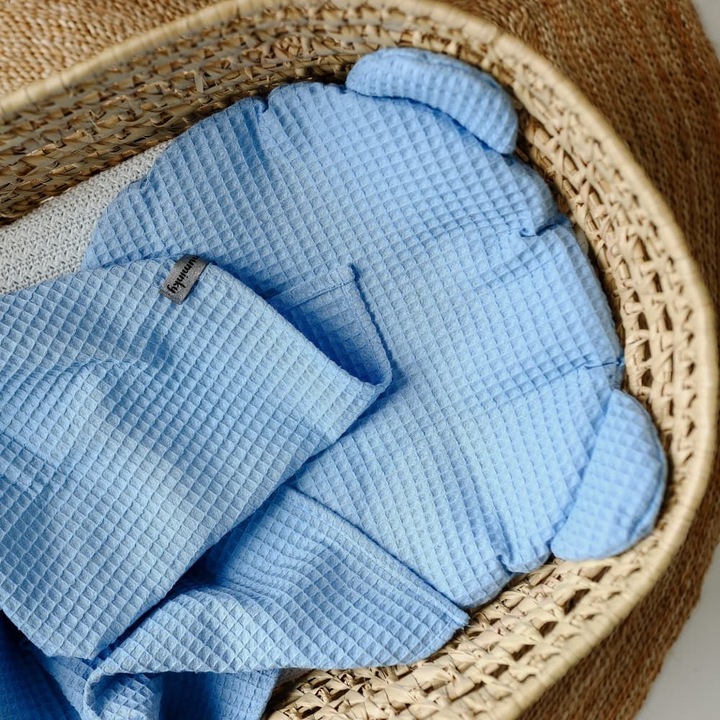 Set patura si perna, Muminky, Bumbac 100%, Antialergic, 75x100cm, Bleumarin