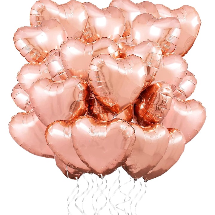 Декоративни балони от фолио, сърце, 45 см, опаковка от 25 бр., розови