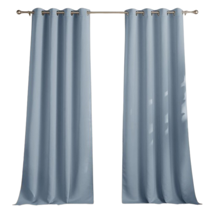 Draperii cu Inele Metalice, PONY DANCE, Opace, Blackout, pentru Intunecarea camerei, Protectie termica si lumina, perfect pentru Ferestre si Usi Dormitor/ Living, 140 x 245 cm, Set de 2, Albastru deschis