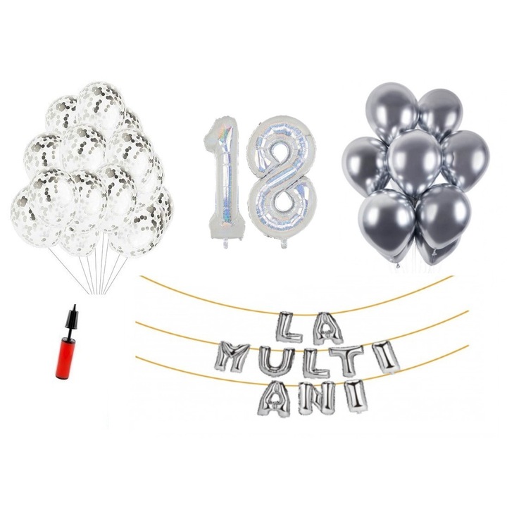 DOMI PARTY & GIFTS lufi szett, 33 elemes, Boldog születésnapot 2 éves évfordulóra, fóliaszám 101 cm, kék + Hélium palack