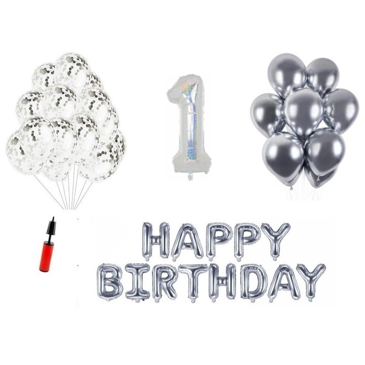 DOMI PARTY & GIFTS комплект балони, 34 елемента, Happy Birthday 36 години, фолио цифри 101 см, син + бутилка с хелий