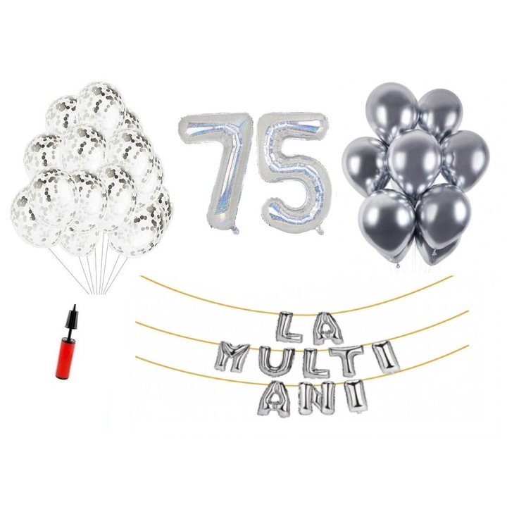 DOMI PARTY & GIFTS lufi szett, 34 elemes, Boldog születésnapot 31 éves, fóliaszámok 101 cm, kék + Hélium palack