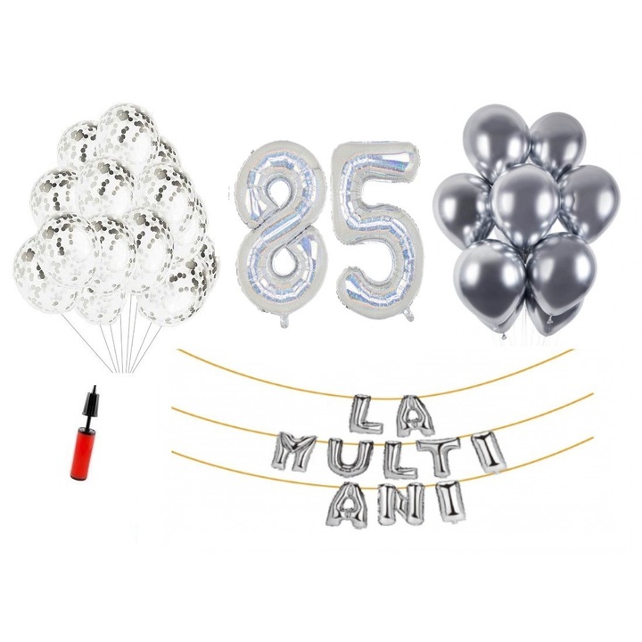 DOMI PARTY & GIFTS lufi szett, 34 elemes, Boldog születésnapot 33 év, fóliaszámok 101 cm, kék + Hélium palack