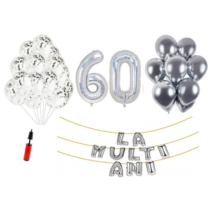 DOMI PARTY & GIFTS lufi szett, 34 elemes, Boldog születésnapot 28 év, fóliaszámok 101 cm, kék + Hélium palack