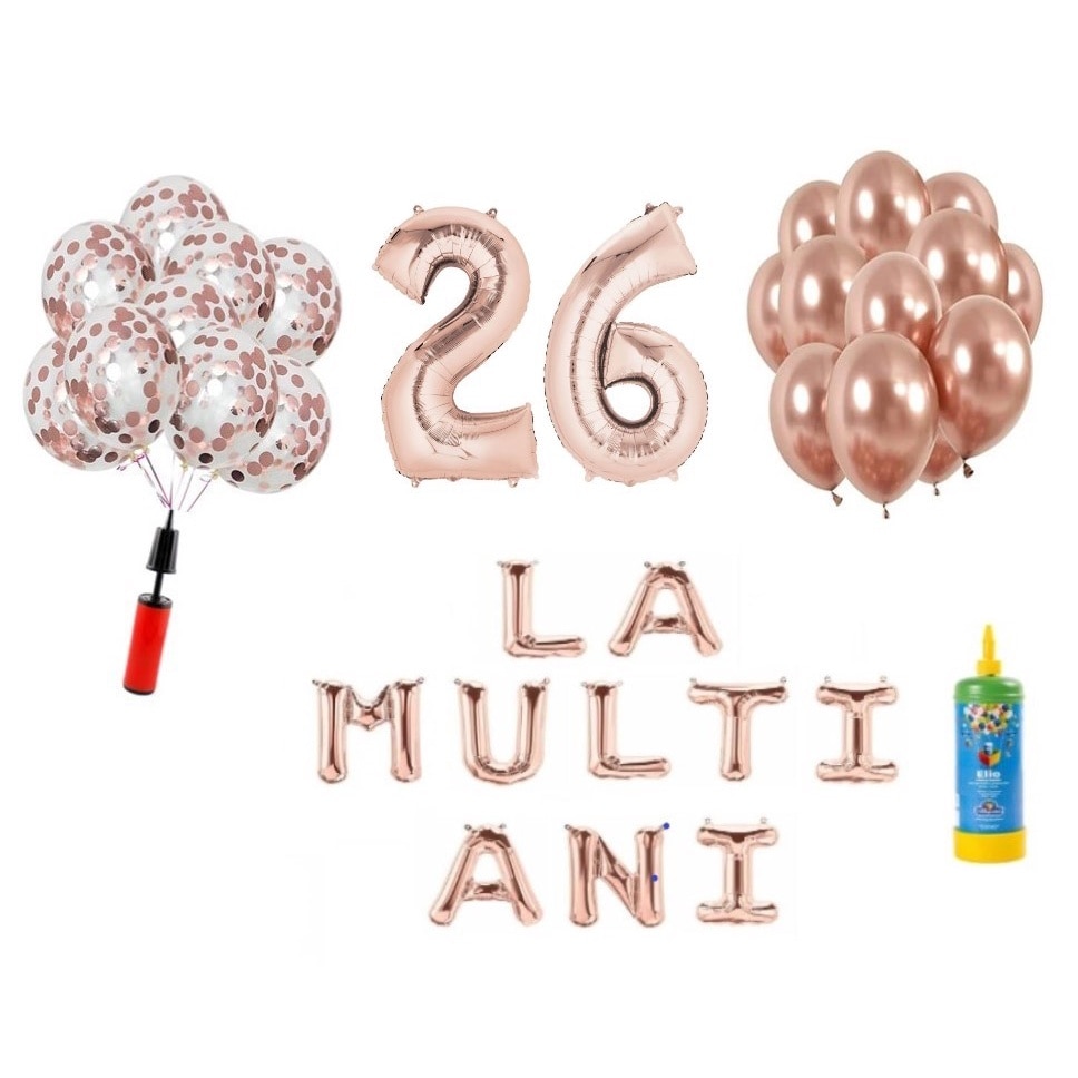Multi 34 Set 34 baloane DOMI PARTY & GIFTS, La Multi Ani aniversare 26 ani ...