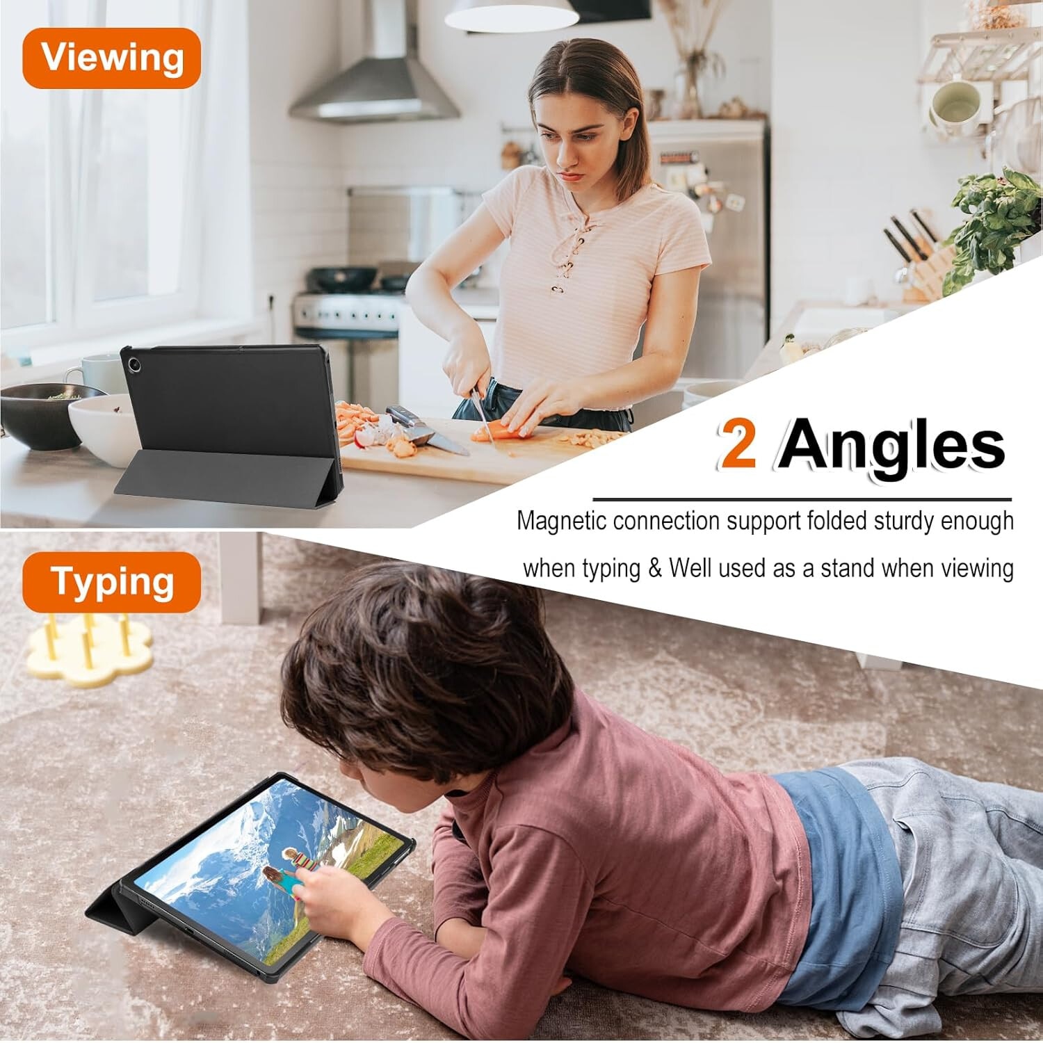 Husa de tableta pentru Lenovo Tab M10 Plus 10.6-inch a treia generatie TB-125F, TB-128F Aiyando, suport triplu, functie Smart Wake/Sleep, negru