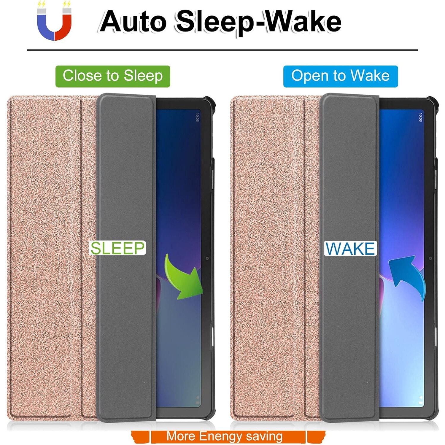Husa pentru Lenovo Tab M10 Plus de 10,6 inchi, a treia generatie TB-125FU, TB-128FU - Husa pentru tableta, subtire, usoara, trezire automata, Rose Gold