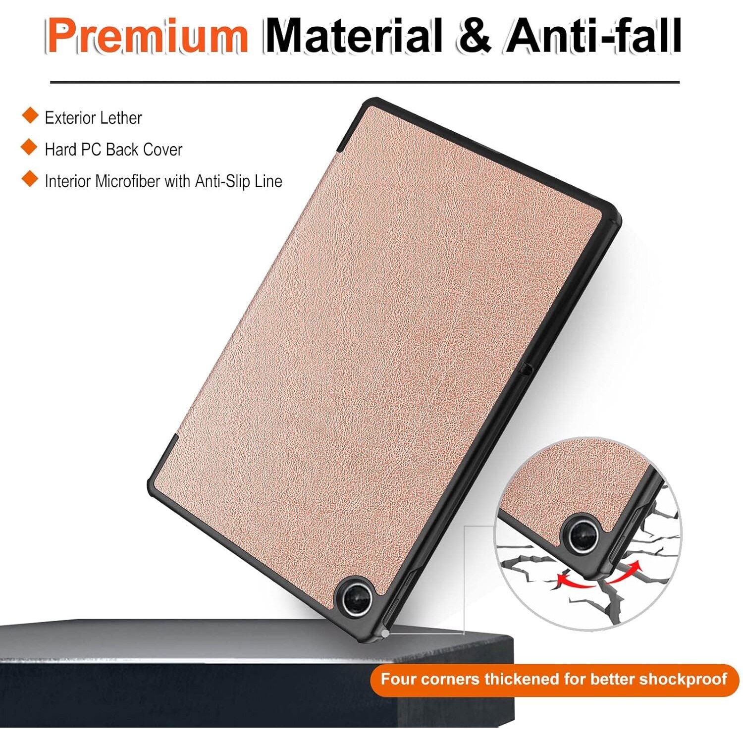 Husa pentru Lenovo Tab M10 Plus de 10,6 inchi, a treia generatie TB-125FU, TB-128FU - Husa pentru tableta, subtire, usoara, trezire automata, Rose Gold