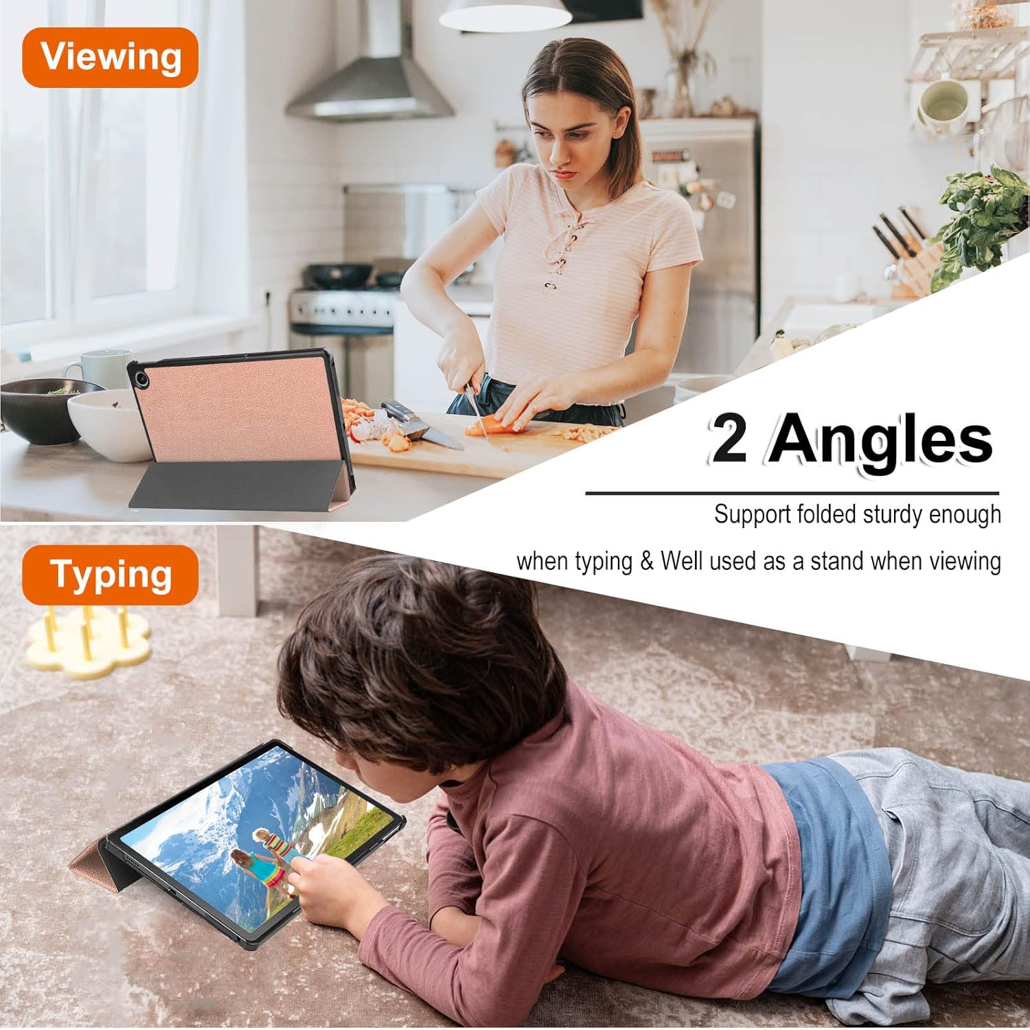 Husa pentru Lenovo Tab M10 Plus de 10,6 inchi, a treia generatie TB-125FU, TB-128FU - Husa pentru tableta, subtire, usoara, trezire automata, Rose Gold