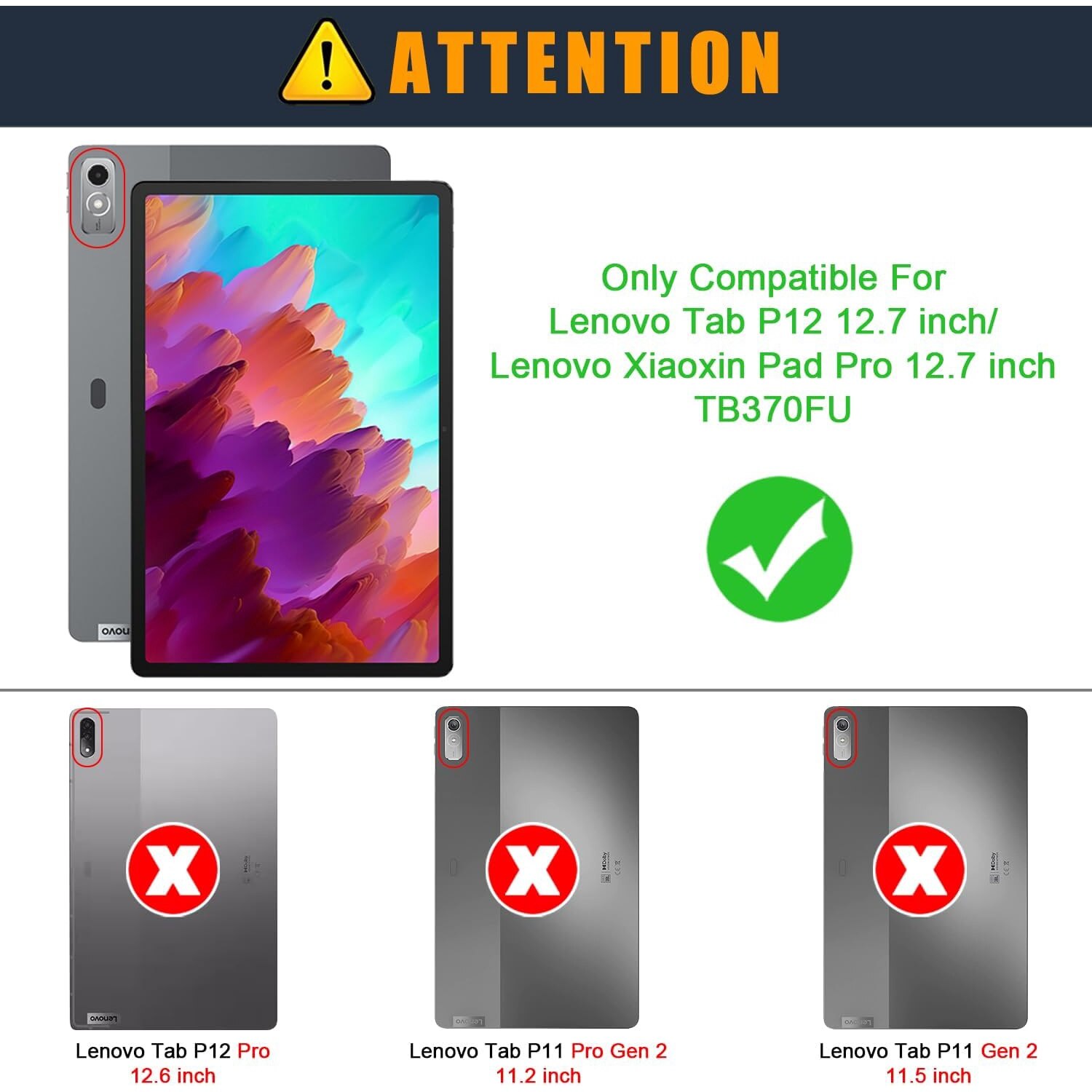 SATURCASE Case For Lenovo Tab P12 12.7 Inch 2023 TB370FU - View #10
