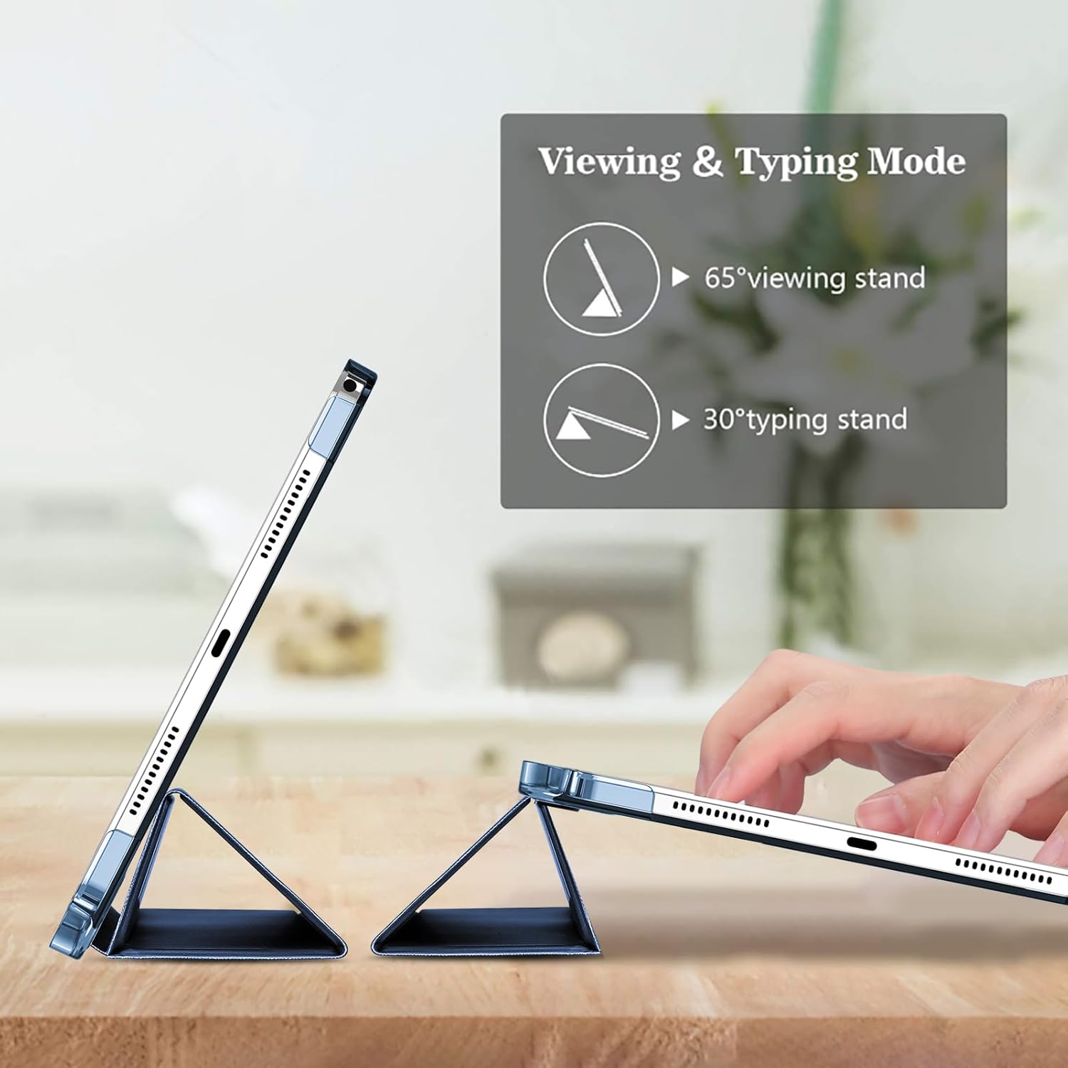 Carcasa de protectie pentru Lenovo Tab M11/Tab K11 LTE 11-inch 2024 TB330FU, suport subtire, carcasa de tableta Tri-Fold Hard Shell, suport auto Wake/Sleep, albastru