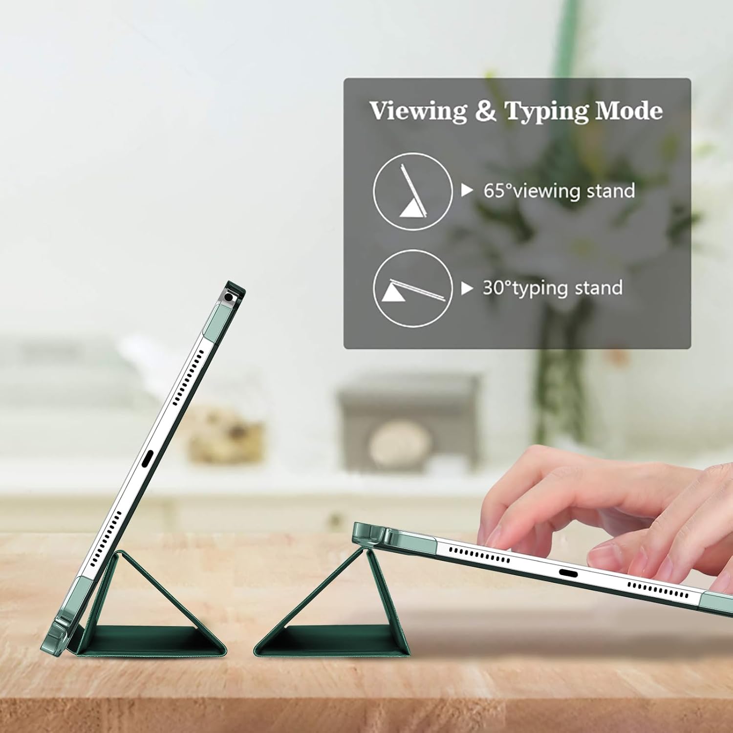 Carcasa de protectie pentru Lenovo Tab M11/Tab K11 LTE 11-inch 2024 TB330FU, suport subtire, carcasa de tableta Tri-Fold Hard Shell, suport auto Wake/Sleep, verde inchis