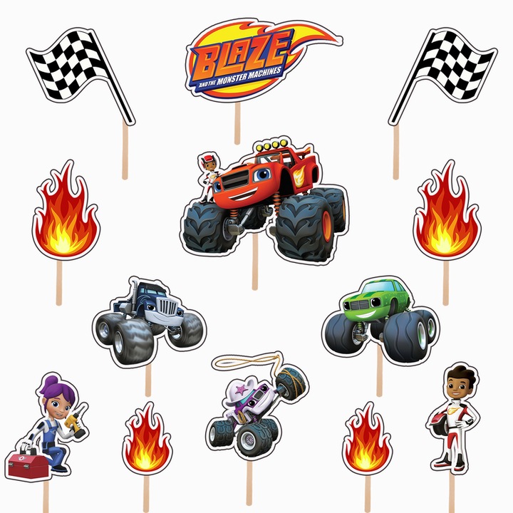 Set figurine tort/briose de Blaze and the Monster Machines, KZE Prints, Photo Paper Glossy