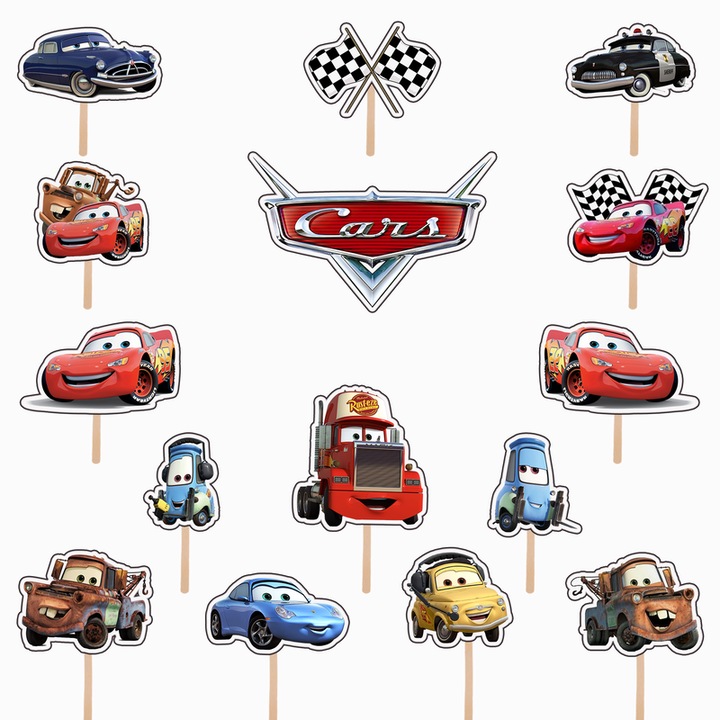 Set figurine tort/briose de Cars - Fulger McQueen, KZE Prints, Photo Paper Glossy