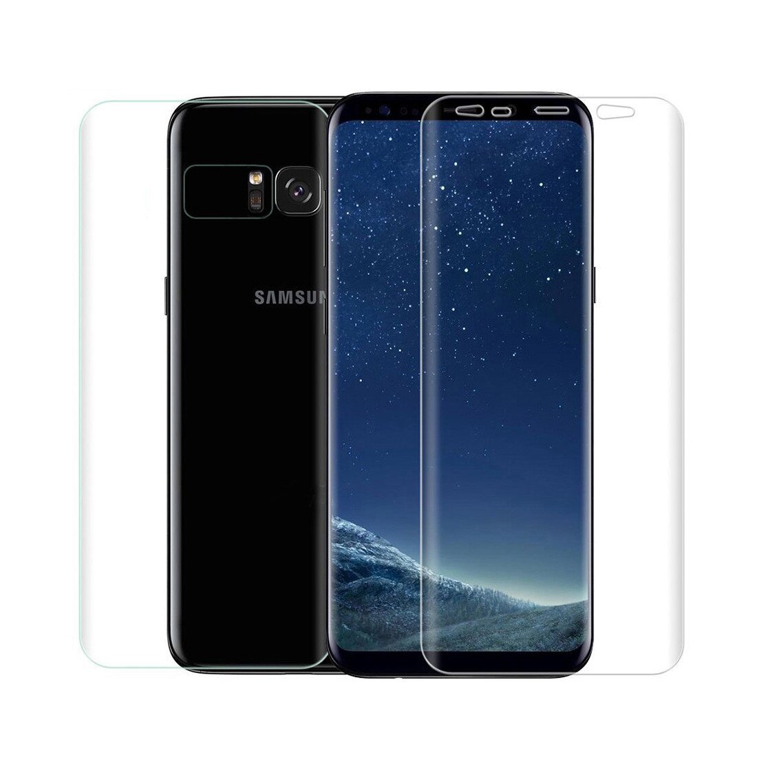 Folie protectie siliconata pentru Samsung Galaxy Plus fata plus spate, transparent -