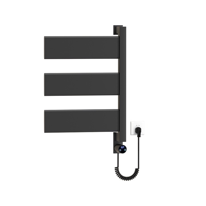 Port-prosop electric TRENDYS, 45x 65 cm, digital, negru mat, cu 3 brate, AB-X3N