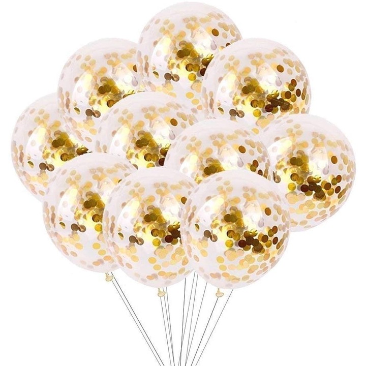 Set 32 baloane, La Multi Ani aniversare 9 ani, cifra folie 100 cm, auriu
