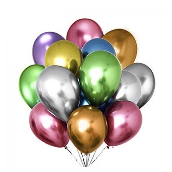 Set 10 balone latex Chrome, DOMI PARTY & GIFTS, 30 cm, Multicolor