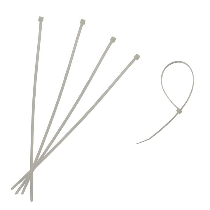 Coliere prindere plat Strohm, 150 x 3.6 mm, albe (set 100 buc)