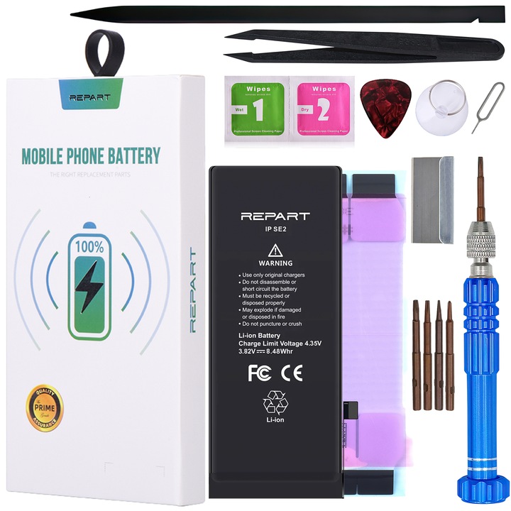 Kit baterie telefon, Repart, Compatibil cu Apple iPhone SE 2020, 2220mAh, Li-ion, Negru