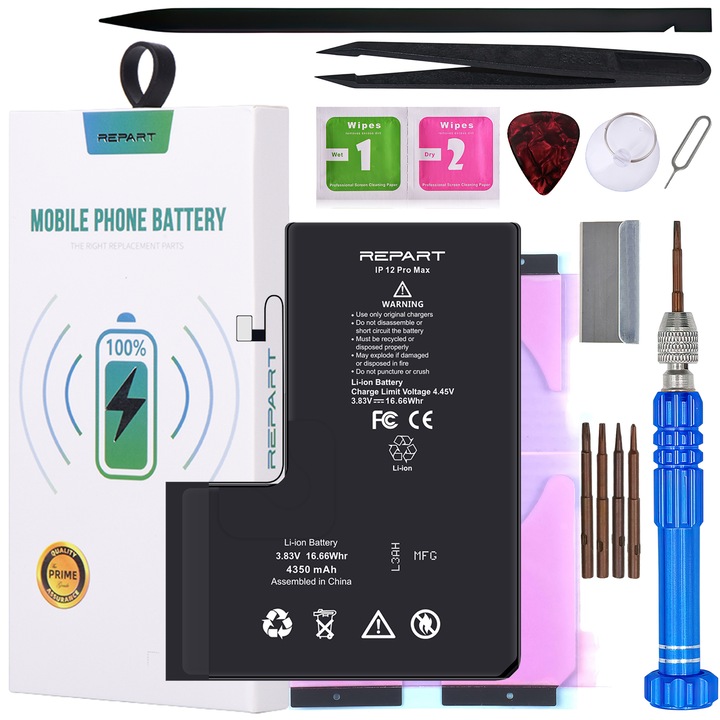 Baterie pentru iPhone 12 Pro Max, REPART 4350 mAh, cu set de unelte si accesorii