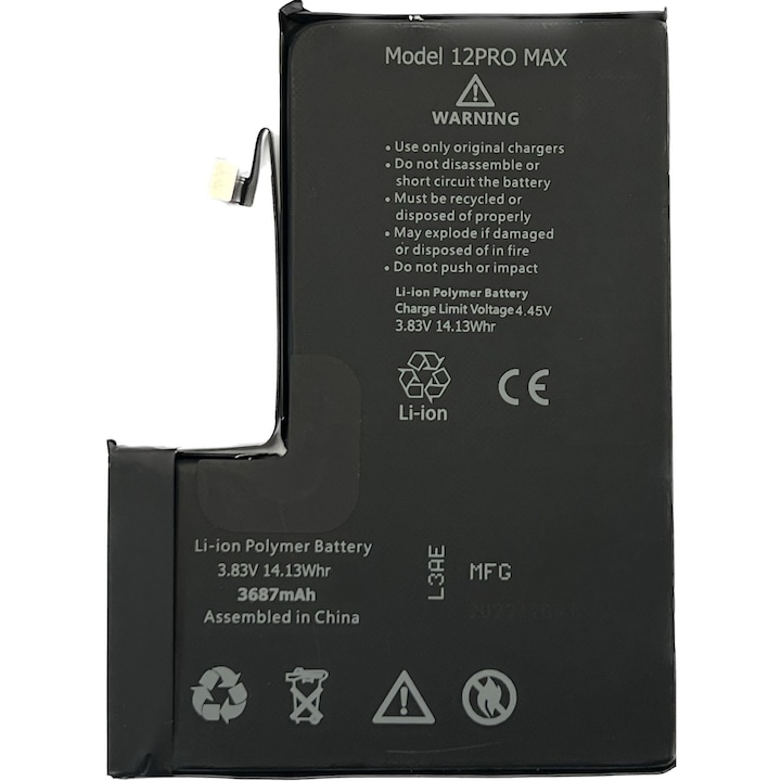 Baterie telefon, Apple iPhone 12 Pro Max, 3687 mAh, 3,83V