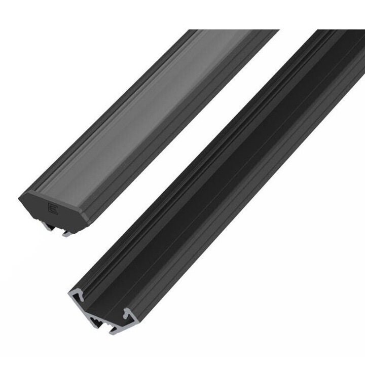 Profil din aluminiu pentru LED, GLALU, AL12-GLC2-AB-3000, 3030mm, negru