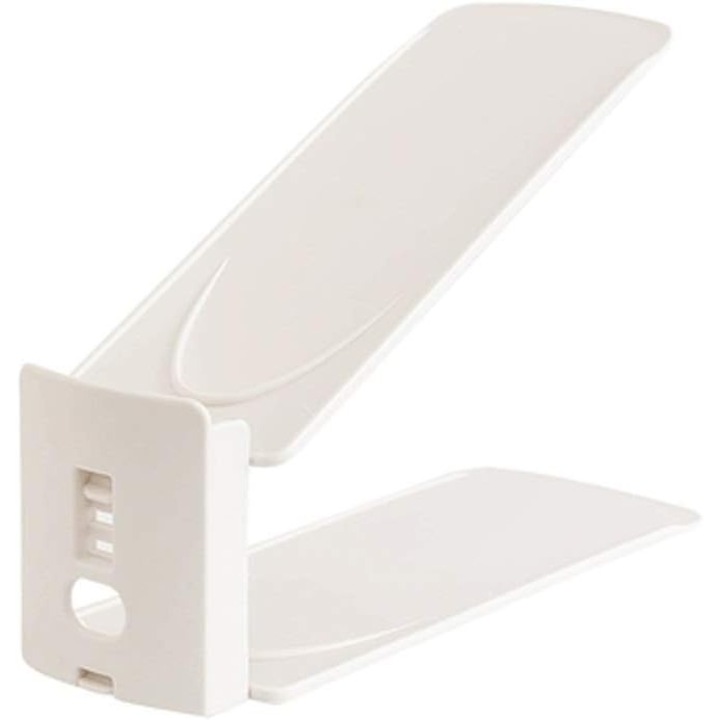 Suport pentru Pantofi, Leski, din Plastic, Reglabil, 2 Niveluri, 27 x 10 x 20 cm, Bej