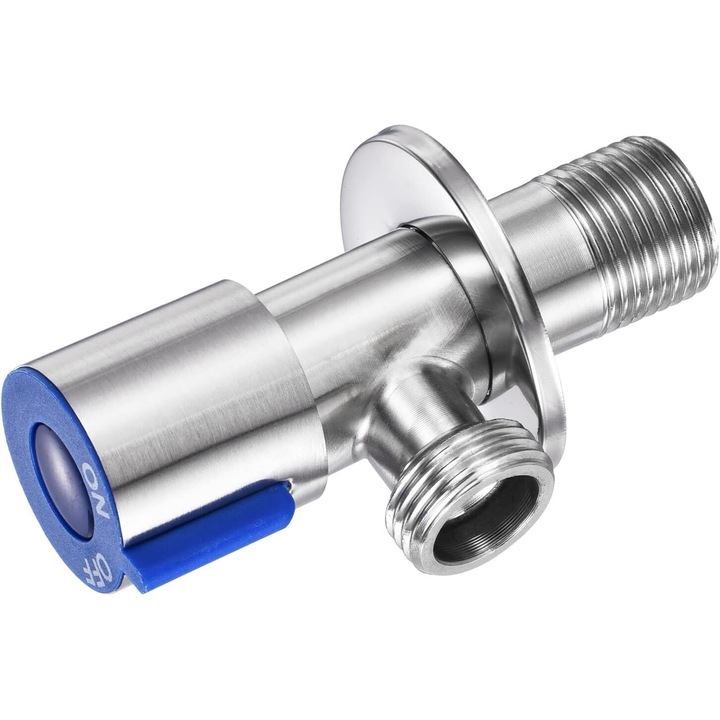 Robinet unghiular G1/2, inox, albastru