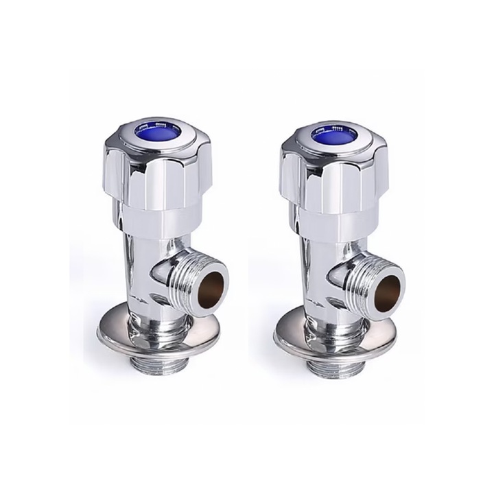 Set 2 Robinete unghiulare 2 cai, inox, G1/2, albastru