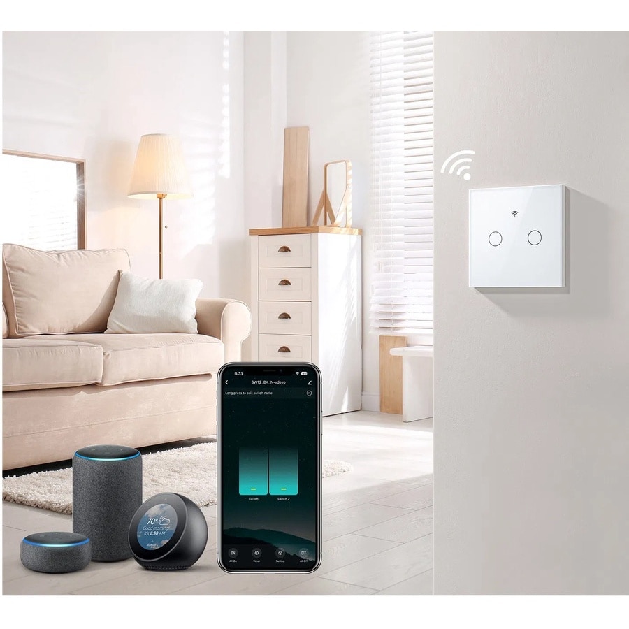 Intrerupator inteligent cu touch Gosund SW12, 10A, Wi-Fi, control vocal ...