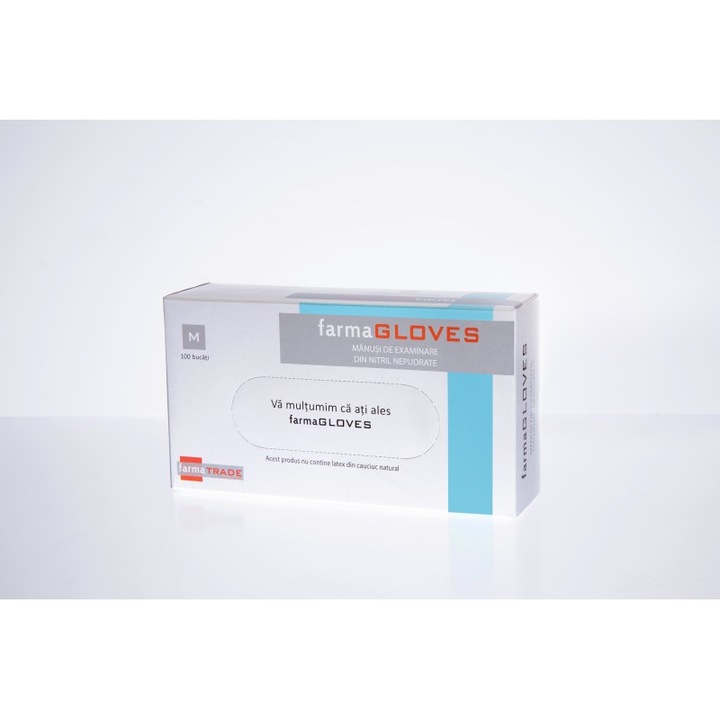 Set 100 buc, Manusi de examinare nepudrate din nitril albastru, Farma Gloves, M