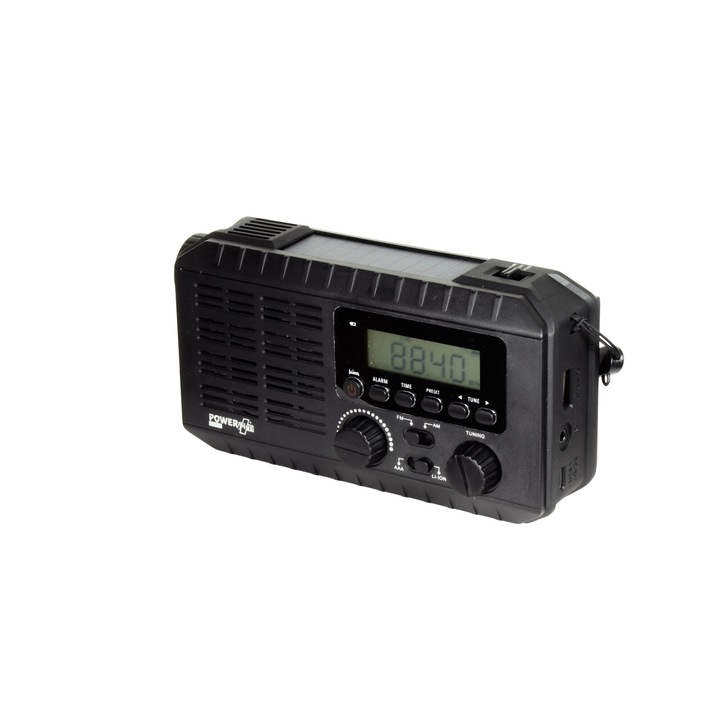 Портативно радио POWERplus Ox, AM/FM, соларно, с фенерче, с powerbank, 10x5x3cm