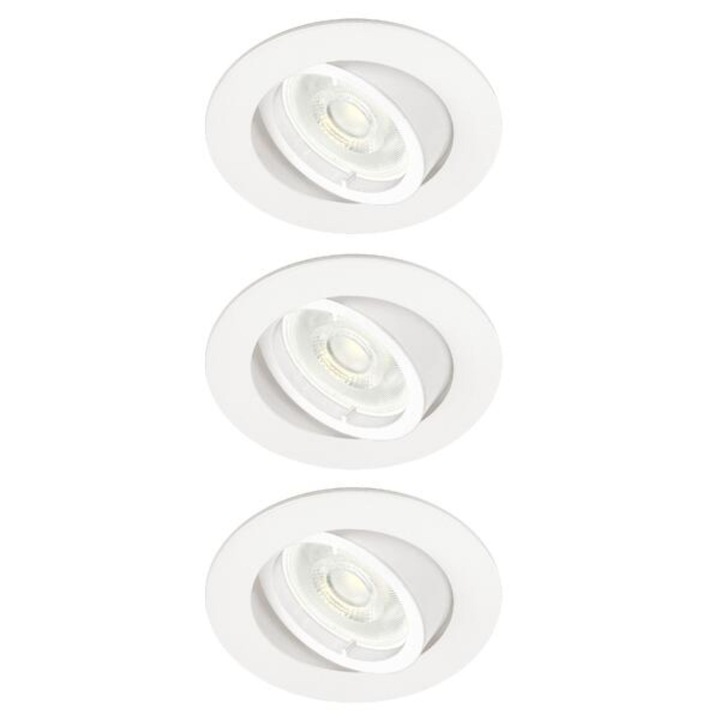 Комплект от 3 LED прожектора за вграждане Bama, регулируеми, GU10, 600 lm, топла светлина, бял