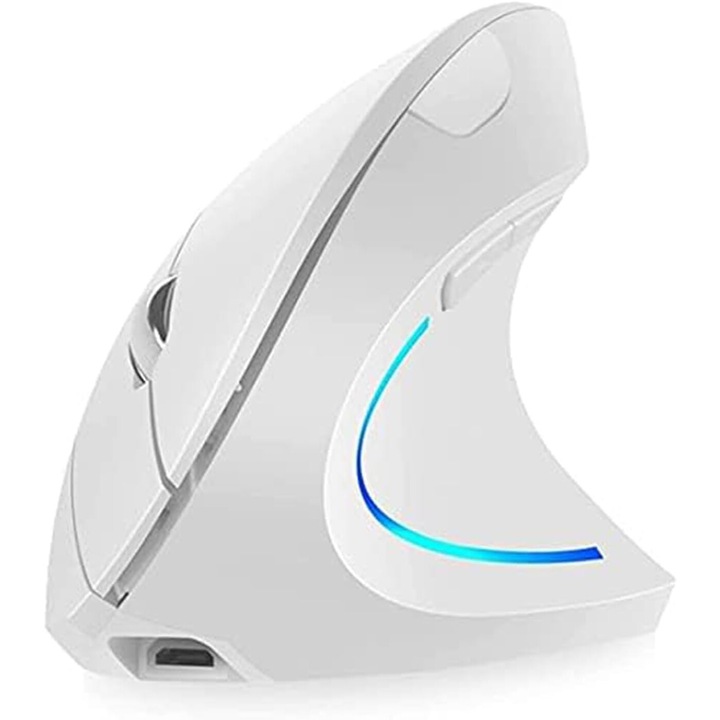 Mausa verticala ergonomica fara fir, 2.4GHz, 6 butoane, neagra, 12.3x7.5x6.2cm